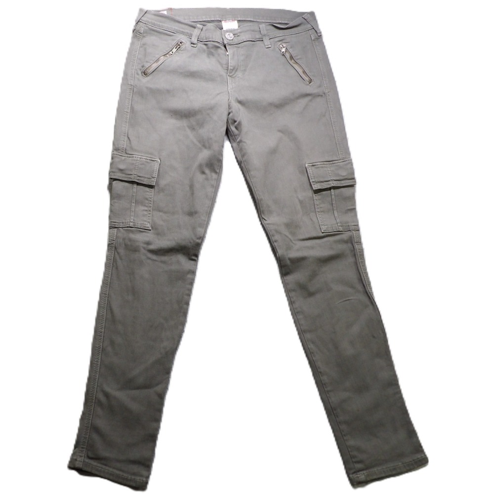 VTG Y2K True Religion Casey Cargo Pants Women 32 Gray USA Stretch Skinny Utility